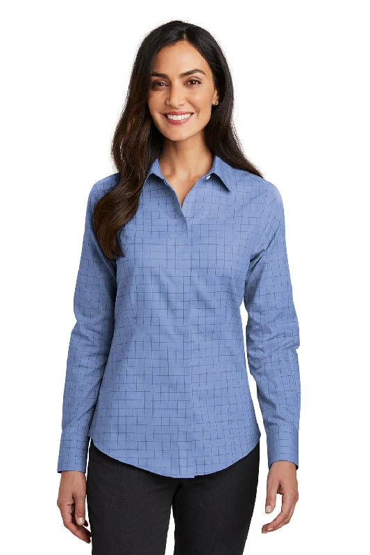 Red House Womens Wrinkle Resistant Long Sleeve Button Down Shirt - Blue - Closeout