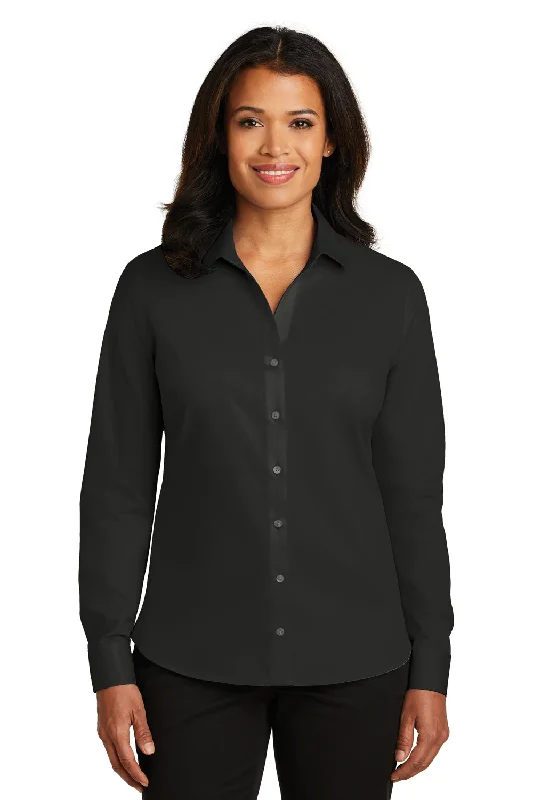 Red House Womens Wrinkle Resistant Long Sleeve Button Down Shirt - Black - Closeout