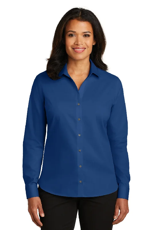 Red House Womens Wrinkle Resistant Long Sleeve Button Down Shirt - Blue Horizon - Closeout