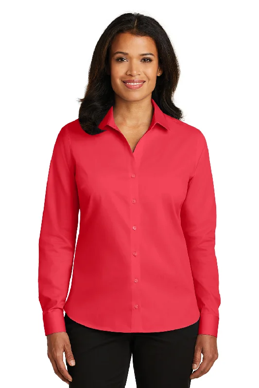 Red House Womens Wrinkle Resistant Long Sleeve Button Down Shirt - Dragonfruit Pink - Closeout