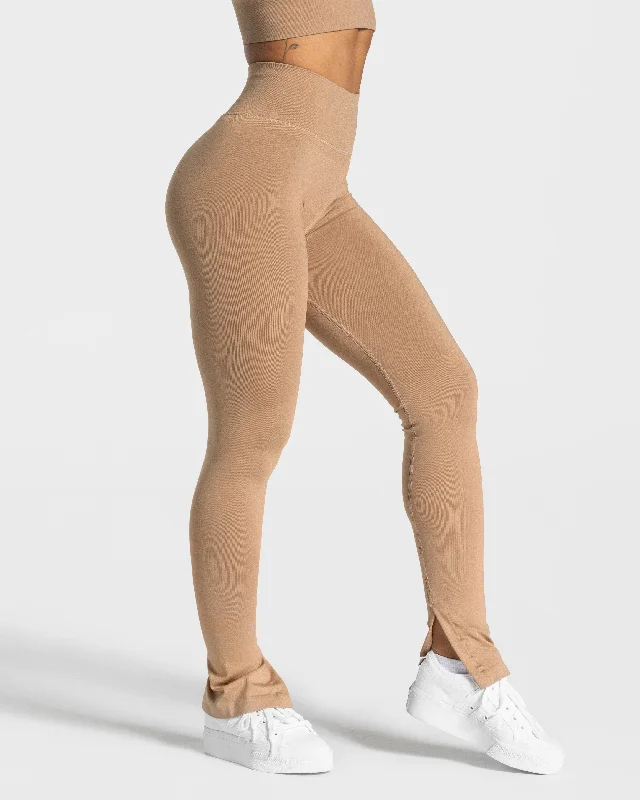 Sassy Slit Leggings "Beige"