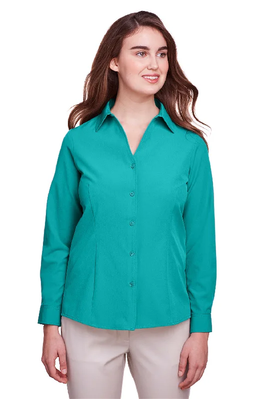 UltraClub Womens Bradley Performance Moisture Wicking Long Sleeve Button Down Shirt - Jade Green