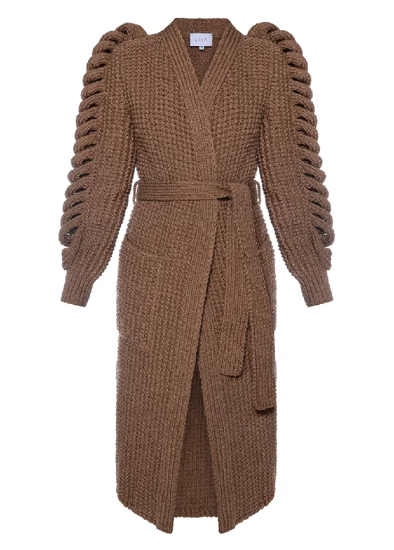 BROWN HAND KNITTED COAT