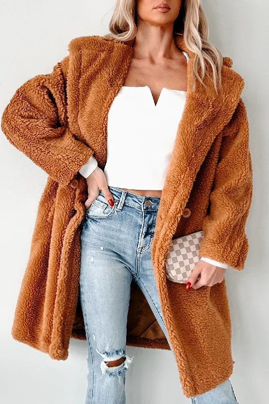 Frosty But Fabulous Oversized Sherpa Coat (Camel)